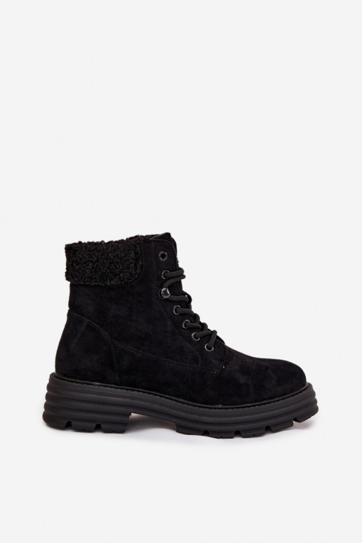 Insulated Trapper Boots Women's Laced Black Lyrinne Insulated Trapper Boots Women's Laced Black Lyrinne