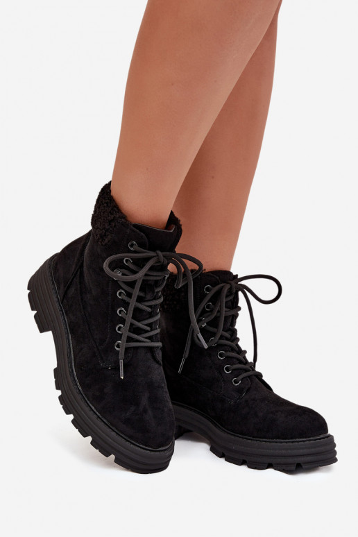 Insulated Trapper Boots Women's Laced Black Lyrinne Insulated Trapper Boots Women's Laced Black Lyrinne