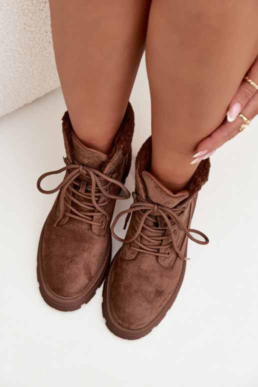 Insulated Trapper Boots Women's Lace-up Brown Lyrinne Insulated Trapper Boots Women's Lace-up Brown Lyrinne