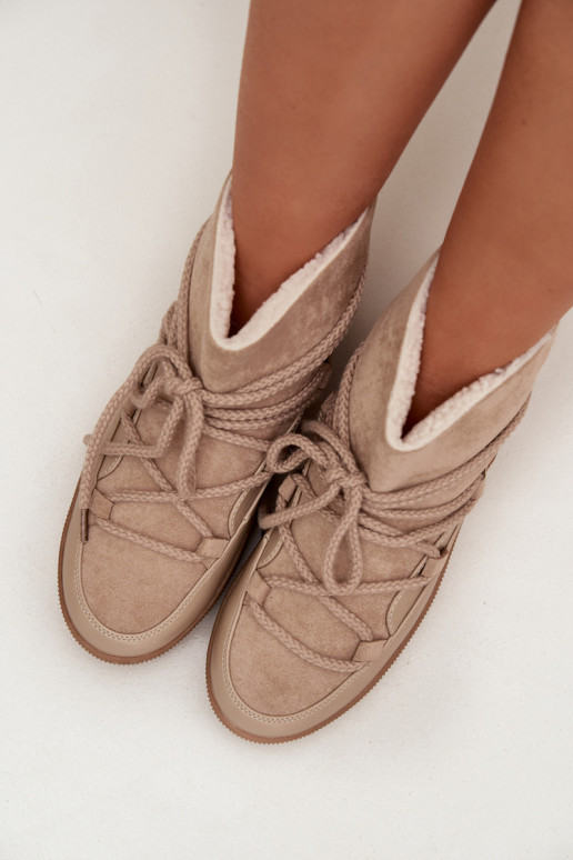 Women's Snow Boots with Laces Beige Rebekah Women's Snow Boots with Laces Beige Rebekah