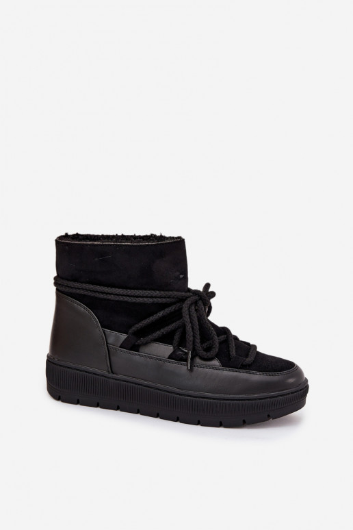 Women's Snow Boots with Laces Black Rebekah Women's Snow Boots with Laces Black Rebekah