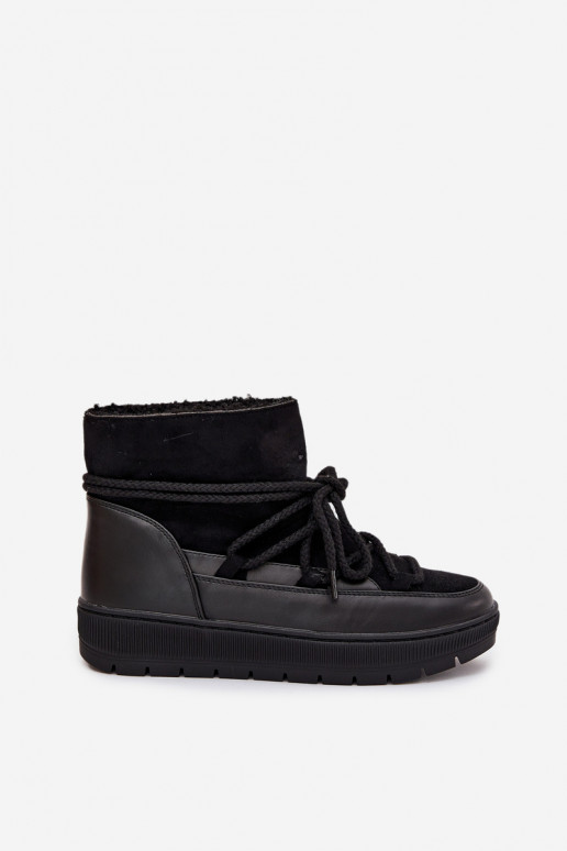 Women's Snow Boots with Laces Black Rebekah Women's Snow Boots with Laces Black Rebekah