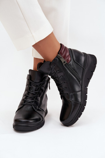 Leather Women's Platform Boots Insulated Vinceza 39963 Black