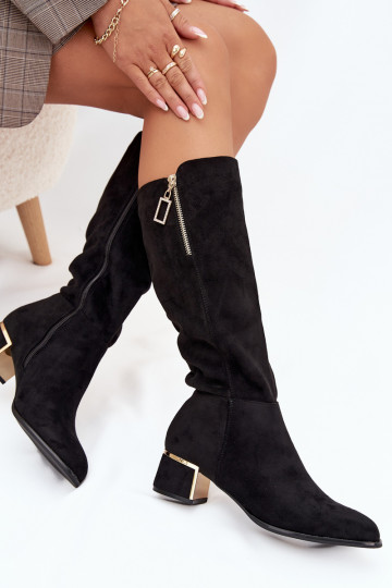 Women's Heeled Boots Made of Eco Suede Black Lyvienne