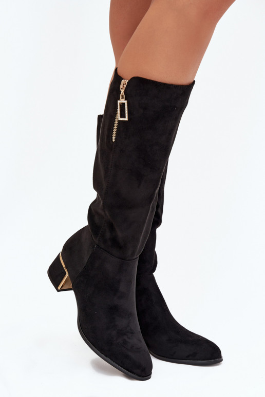 Women's Heeled Boots Made of Eco Suede Black Lyvienne Women's Heeled Boots Made of Eco Suede Black Lyvienne