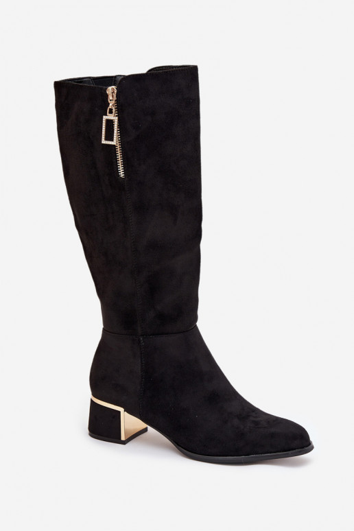 Women's Heeled Boots Made of Eco Suede Black Lyvienne Women's Heeled Boots Made of Eco Suede Black Lyvienne