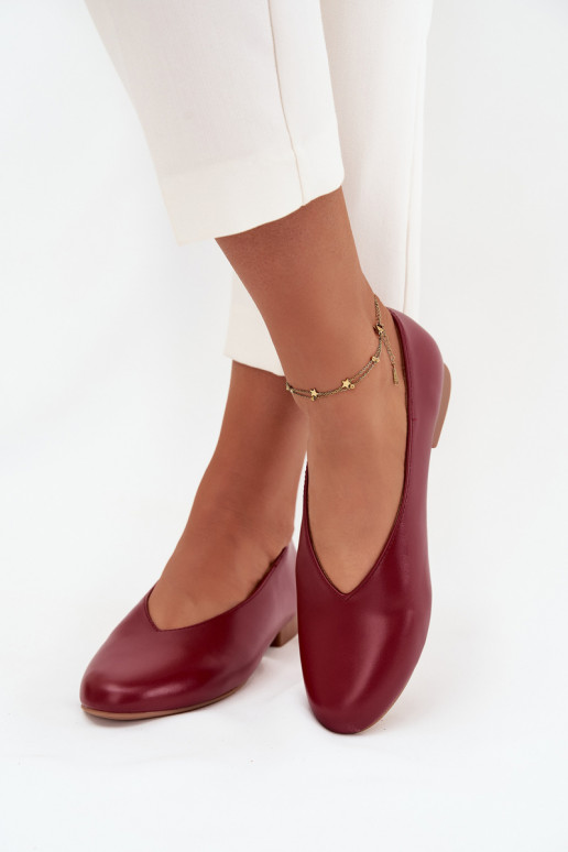 Women's Ballerinas Made of Eco Leather with Flat Heel Burgundy Olyssia Women's Ballerinas Made of Eco Leather with Flat Heel Burgundy Olyssia