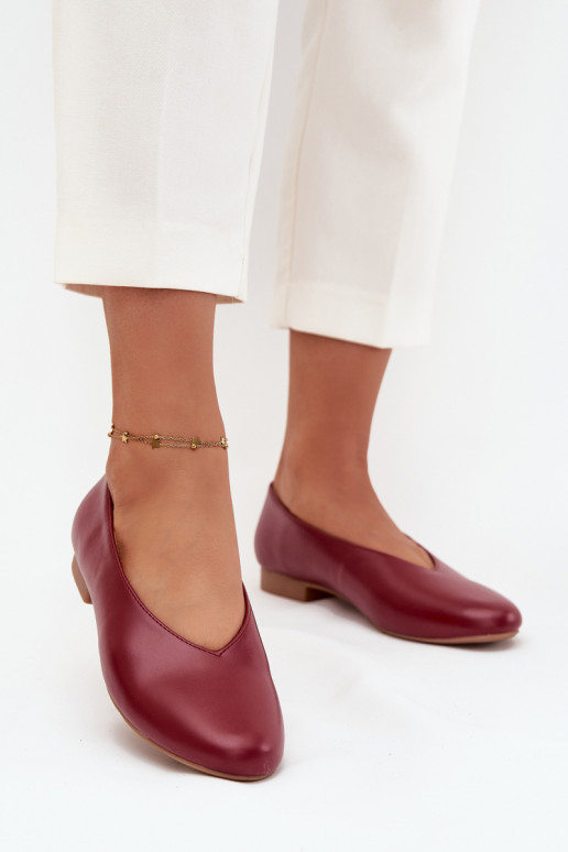 Women's Ballerinas Made of Eco Leather with Flat Heel Burgundy Olyssia Women's Ballerinas Made of Eco Leather with Flat Heel Burgundy Olyssia