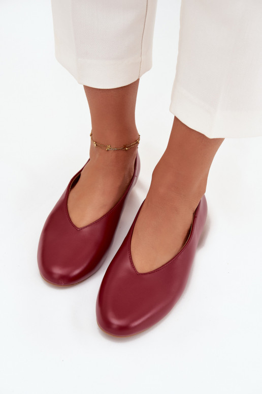 Women's Ballerinas Made of Eco Leather with Flat Heel Burgundy Olyssia Women's Ballerinas Made of Eco Leather with Flat Heel Burgundy Olyssia