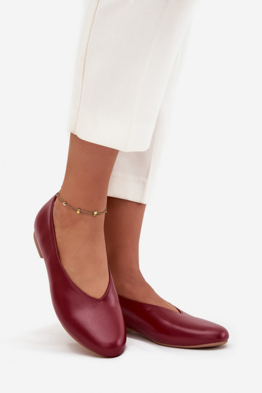 Women's Ballerinas Made of Eco Leather with Flat Heel Burgundy Olyssia Women's Ballerinas Made of Eco Leather with Flat Heel Burgundy Olyssia