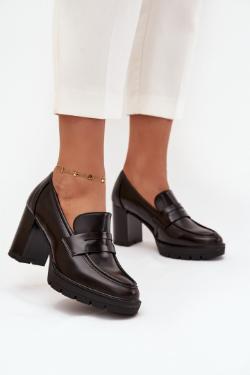 Women's Low Shoes with Heel Made of Eco Leather Chocolate Ilyssia