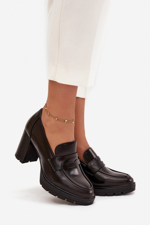 Women's Low Shoes with Heel Made of Eco Leather Chocolate Ilyssia