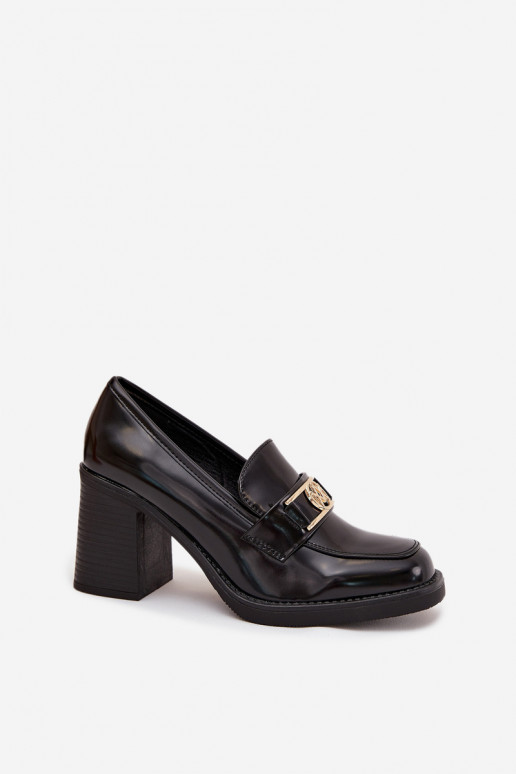 Women's Low Shoes on Heel with Gold Detail Black Privelle Women's Low Shoes on Heel with Gold Detail Black Privelle