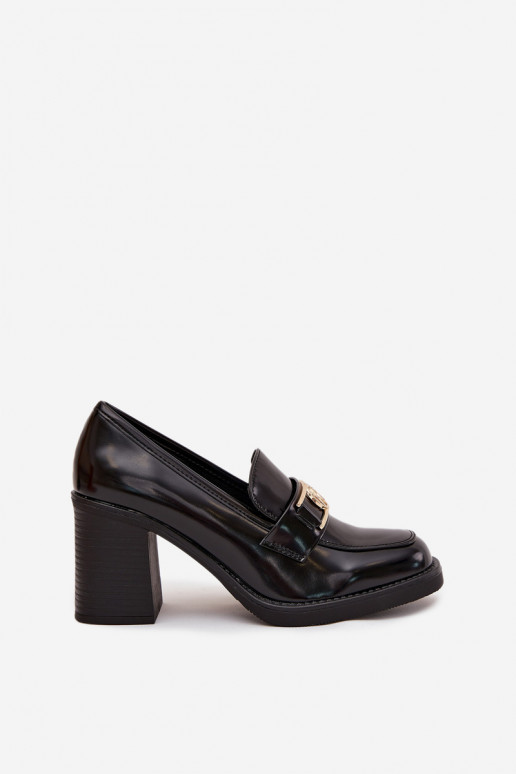 Women's Low Shoes on Heel with Gold Detail Black Privelle Women's Low Shoes on Heel with Gold Detail Black Privelle