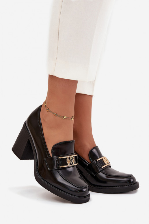 Women's Low Shoes on Heel with Gold Detail Black Privelle Women's Low Shoes on Heel with Gold Detail Black Privelle