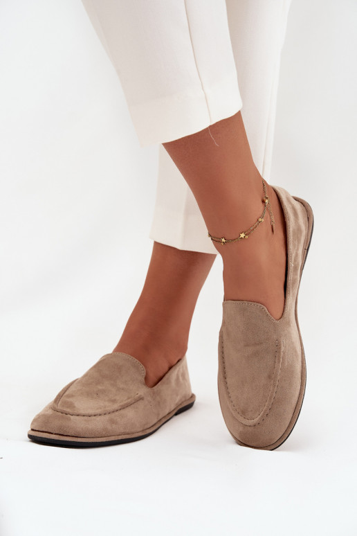 Women's Loafers Made of Eco Suede Flat Beige Miryelle Women's Loafers Made of Eco Suede Flat Beige Miryelle