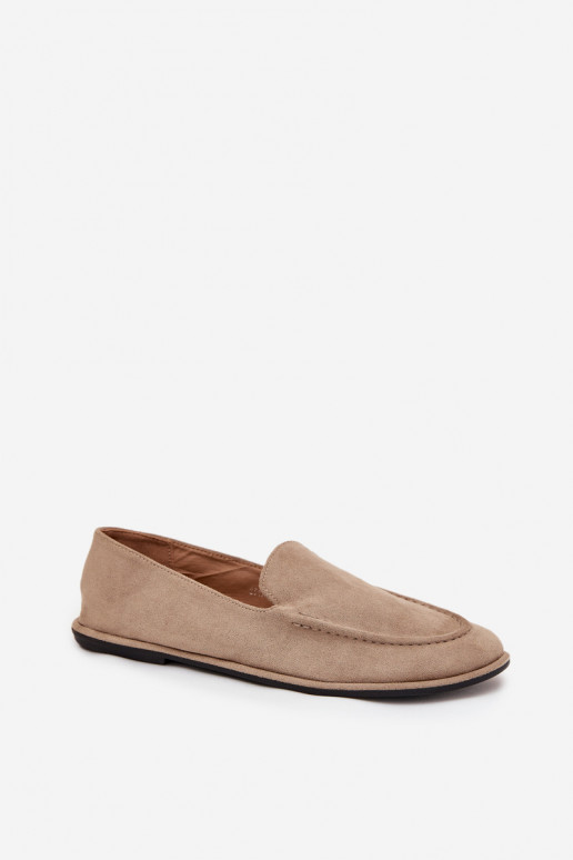 Women's Loafers Made of Eco Suede Flat Beige Miryelle Women's Loafers Made of Eco Suede Flat Beige Miryelle