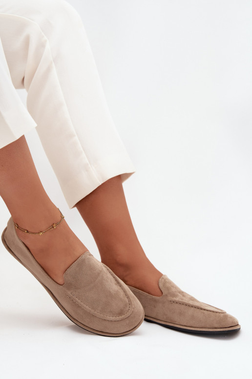 Women's Loafers Made of Eco Suede Flat Beige Miryelle Women's Loafers Made of Eco Suede Flat Beige Miryelle