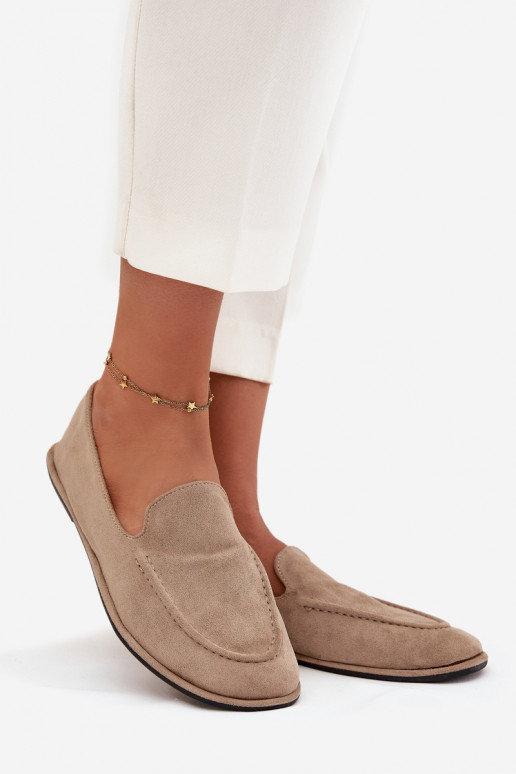 Women's Loafers Made of Eco Suede Flat Beige Miryelle Women's Loafers Made of Eco Suede Flat Beige Miryelle