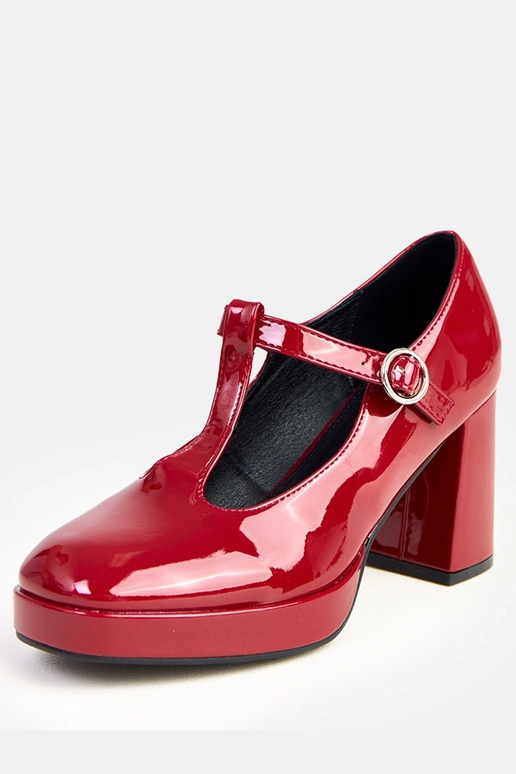 Bordowe półbuty na słupku z zapięciem... Bordowe półbuty na słupku z zapięciem...