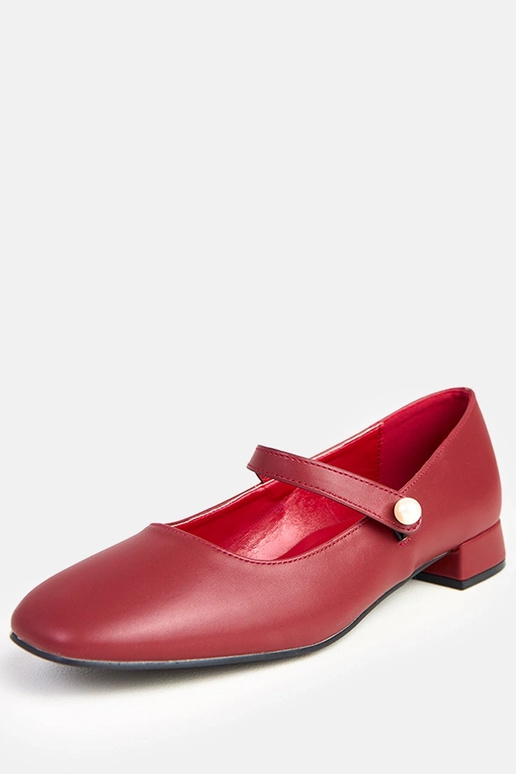 Bordowe czółenka na słupku z ozdobnym... Bordowe czółenka na słupku z ozdobnym...