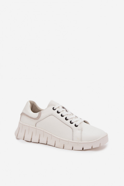 Leather Women's Shoes with Laces Vinceza 41493 White Leather Women's Shoes with Laces Vinceza 41493 White