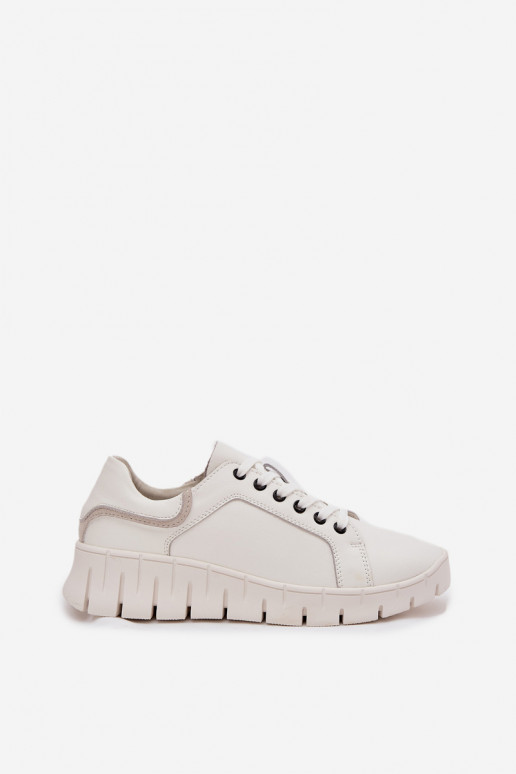 Leather Women's Shoes with Laces Vinceza 41493 White Leather Women's Shoes with Laces Vinceza 41493 White