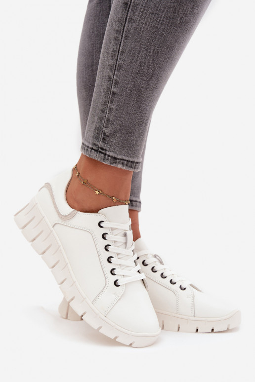 Leather Women's Shoes with Laces Vinceza 41493 White Leather Women's Shoes with Laces Vinceza 41493 White