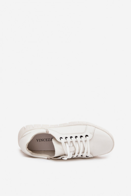 Leather Women's Shoes with Laces Vinceza 41493 White Leather Women's Shoes with Laces Vinceza 41493 White