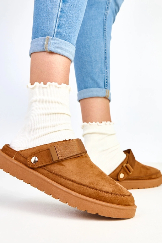 Brązowe mule zapinane na rzep Miluska Brązowe mule zapinane na rzep Miluska