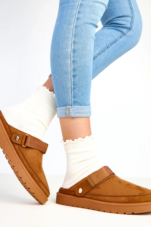 Brązowe mule zapinane na rzep Miluska Brązowe mule zapinane na rzep Miluska