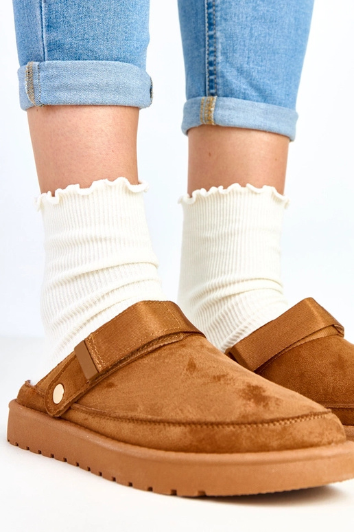 Brązowe mule zapinane na rzep Miluska Brązowe mule zapinane na rzep Miluska