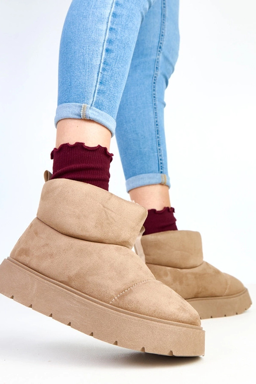 Ciemnobeżowe ocieplane śniegowce na... Ciemnobeżowe ocieplane śniegowce na...