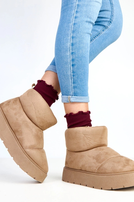 Ciemnobeżowe ocieplane śniegowce na... Ciemnobeżowe ocieplane śniegowce na...