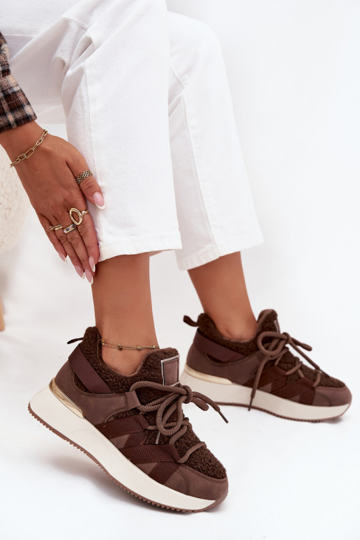 Insulated Women's Sneakers on Platform Brown Juvira Insulated Women's Sneakers on Platform Brown Juvira