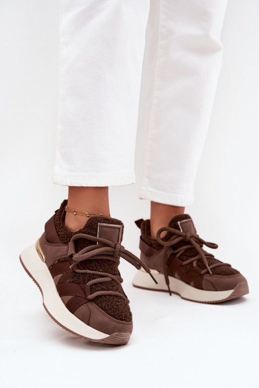 Insulated Women's Sneakers on Platform Brown Juvira Insulated Women's Sneakers on Platform Brown Juvira
