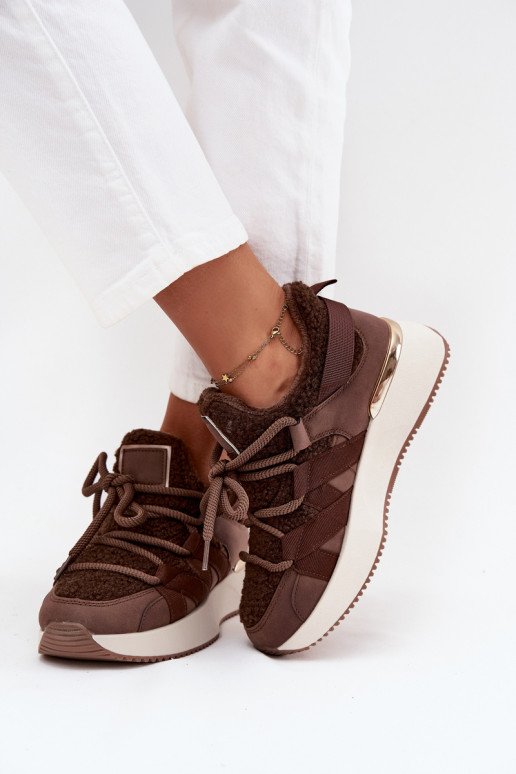 Insulated Women's Sneakers on Platform Brown Juvira Insulated Women's Sneakers on Platform Brown Juvira