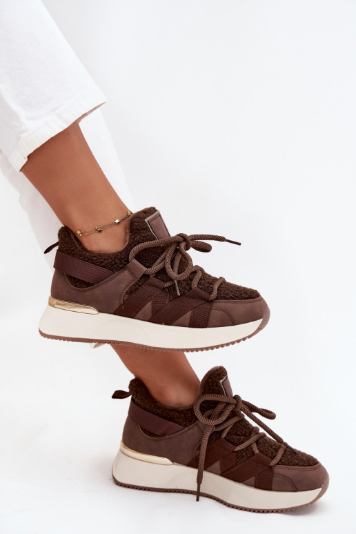 Insulated Women's Sneakers on Platform Brown Juvira Insulated Women's Sneakers on Platform Brown Juvira