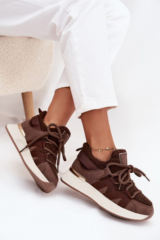 Insulated Women's Sneakers on Platform Brown Juvira Insulated Women's Sneakers on Platform Brown Juvira