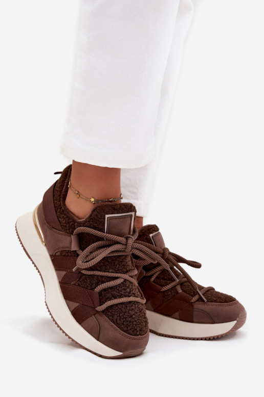 Insulated Women's Sneakers on Platform Brown Juvira Insulated Women's Sneakers on Platform Brown Juvira