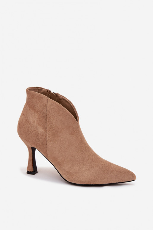 Low Women's Ankle Boots On Heel Eco Suede Beige Jolivra Low Women's Ankle Boots On Heel Eco Suede Beige Jolivra