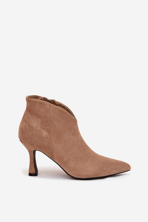 Low Women's Ankle Boots On Heel Eco Suede Beige Jolivra Low Women's Ankle Boots On Heel Eco Suede Beige Jolivra