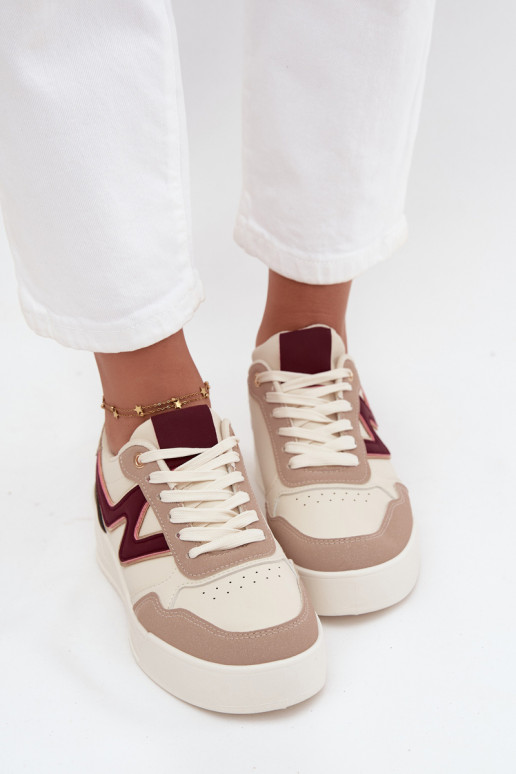Women's Sneakers on Platform with Gold Inserts Beige Zalvra
