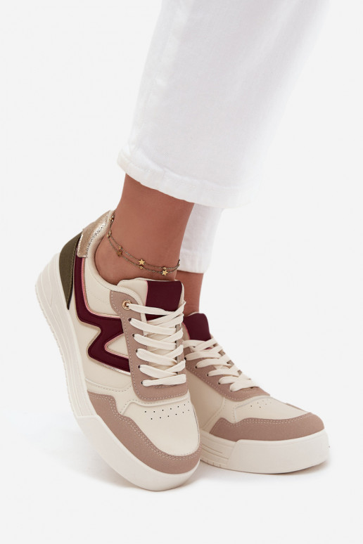 Women's Sneakers on Platform with Gold Inserts Beige Zalvra