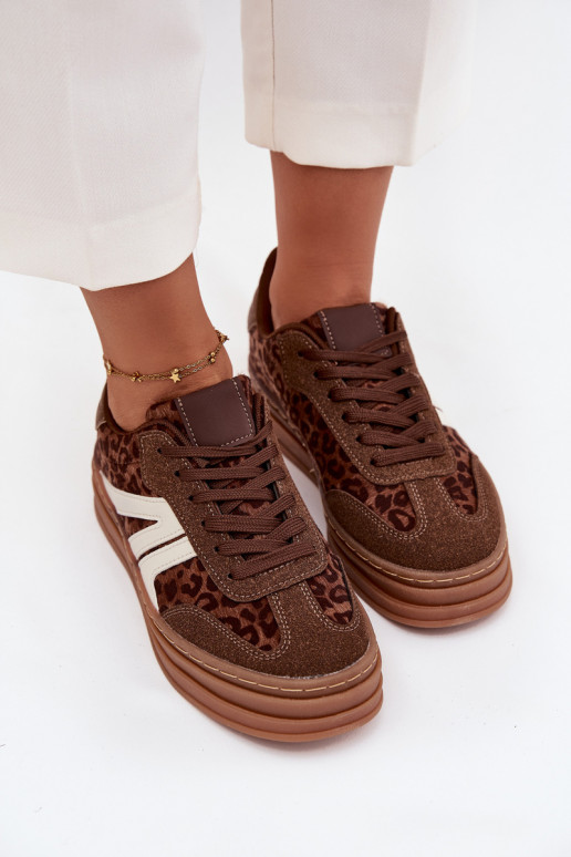 Women's Sneakers On Platform Leopard Print Brown Skye