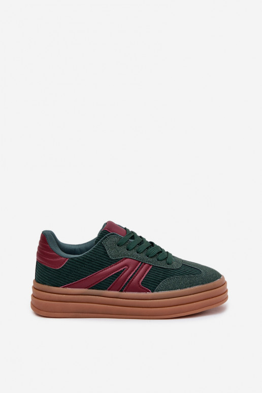 Velvet Women's Sneakers on Platform Green Skye Velvet Women's Sneakers on Platform Green Skye