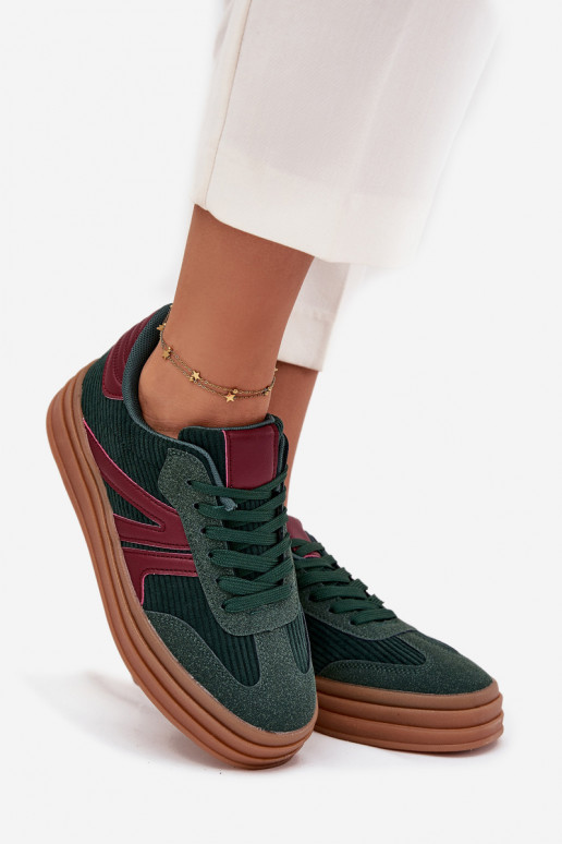 Velvet Women's Sneakers on Platform Green Skye Velvet Women's Sneakers on Platform Green Skye