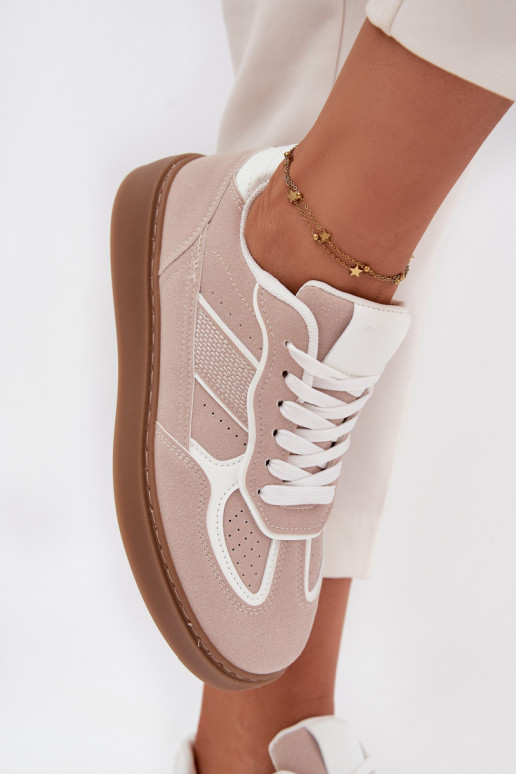 Niskie Sneakersy Damskie Beżowe Brenelle