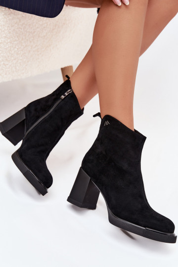 Suede Leather Women's Ankle Boots Vinceza 91142 Black