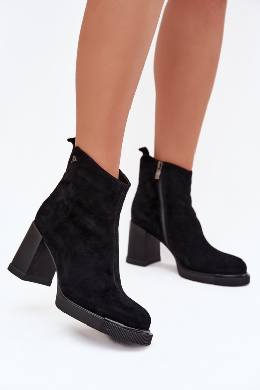 Suede Leather Women's Ankle Boots Vinceza 91142 Black Suede Leather Women's Ankle Boots Vinceza 91142 Black
